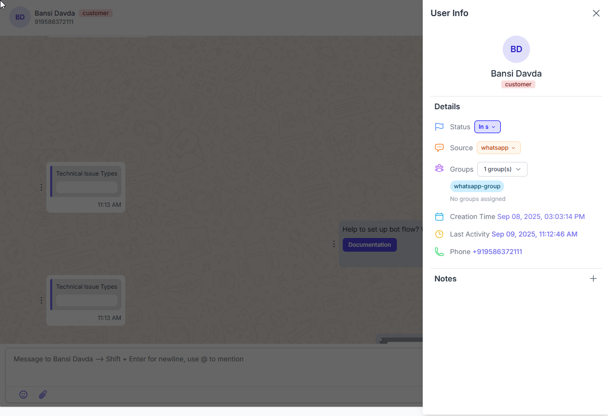 Chat Information Panel